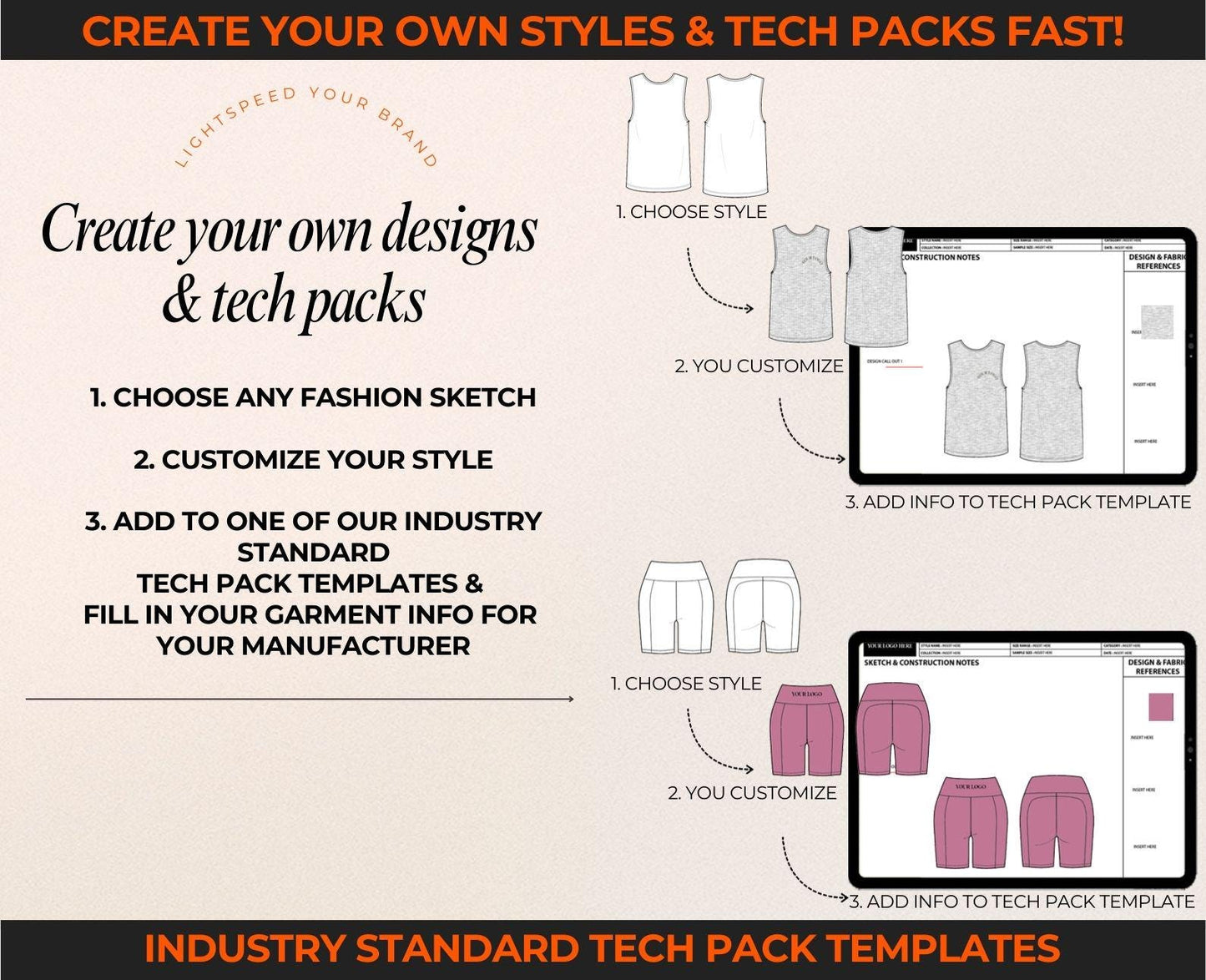 PAJAMA & LOUNGEWEAR VECTOR MOCKUPS | FASHION FLATS & TECH SKETCHES
