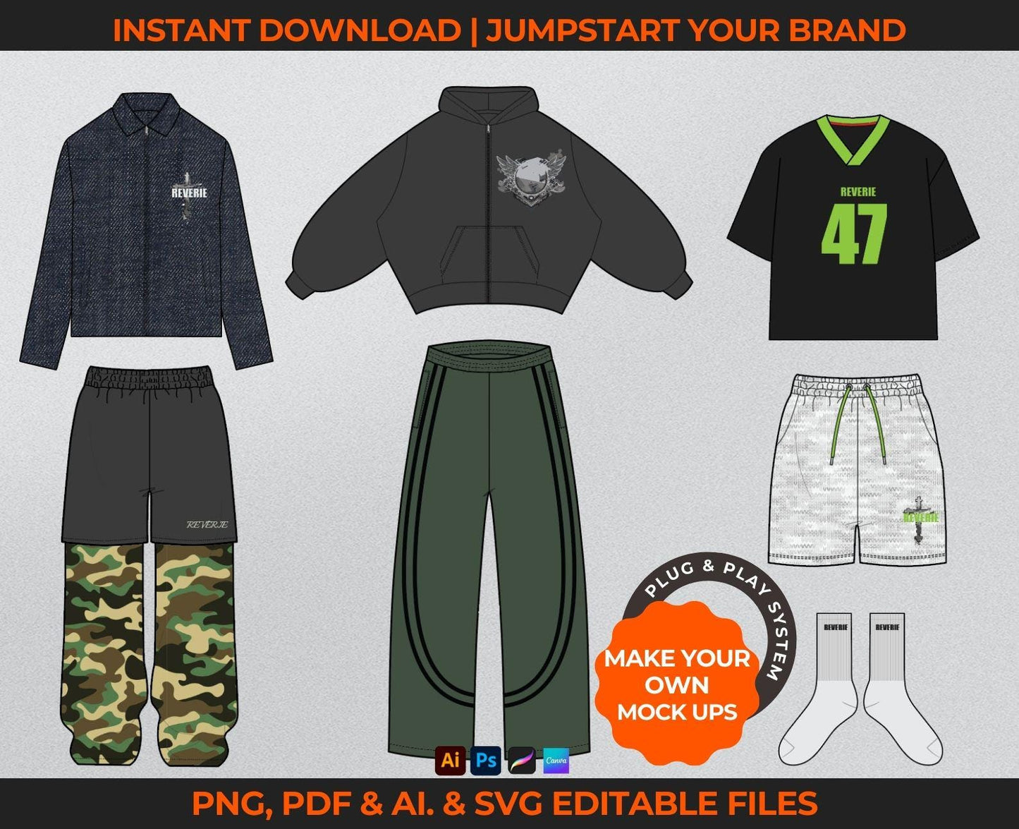 700+ Streetwear Vectors + BONUS Tech Pack Template + Launch Guide