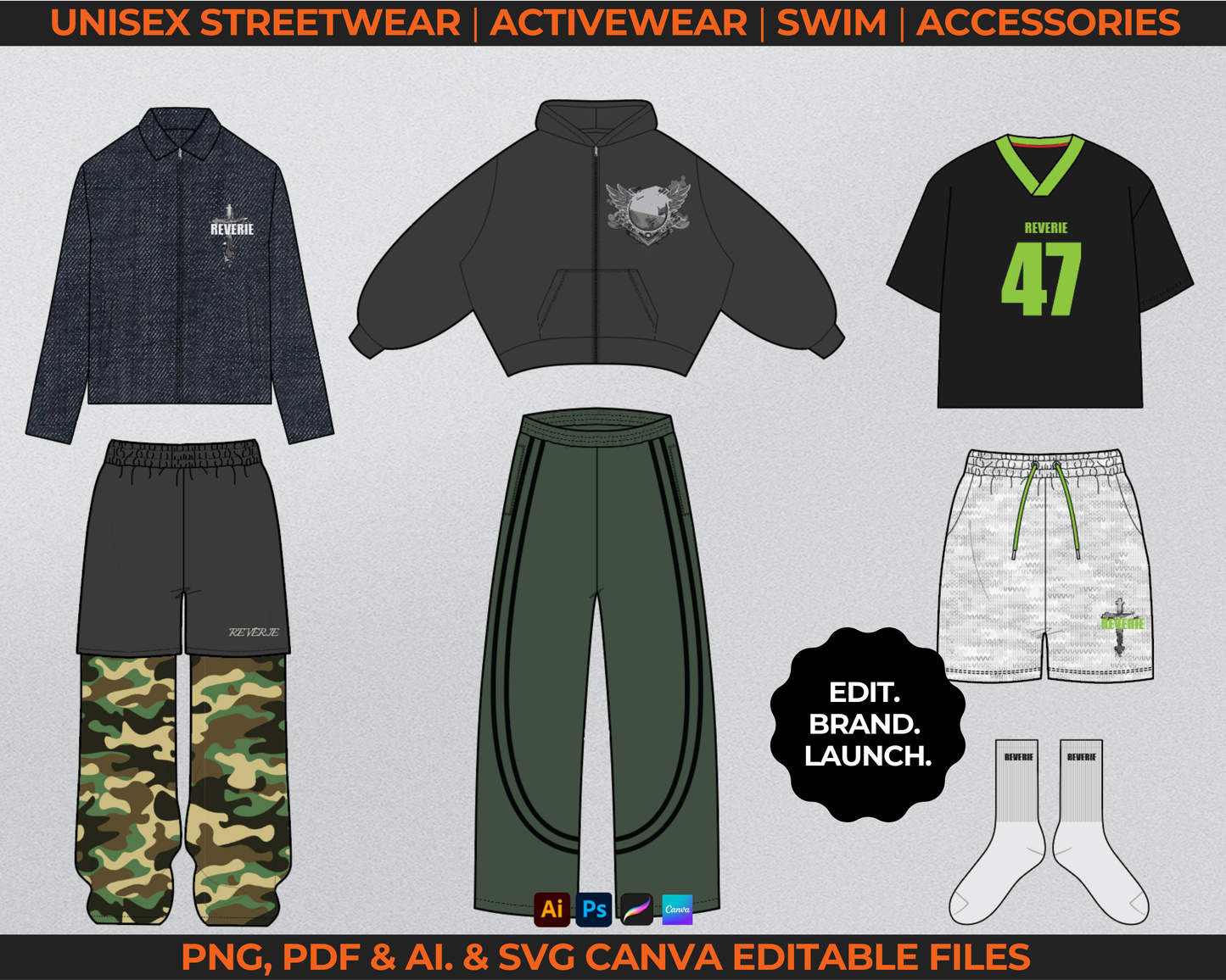 1400+ Streetwear Vectors + BONUS Tech Pack Template + Launch Guide
