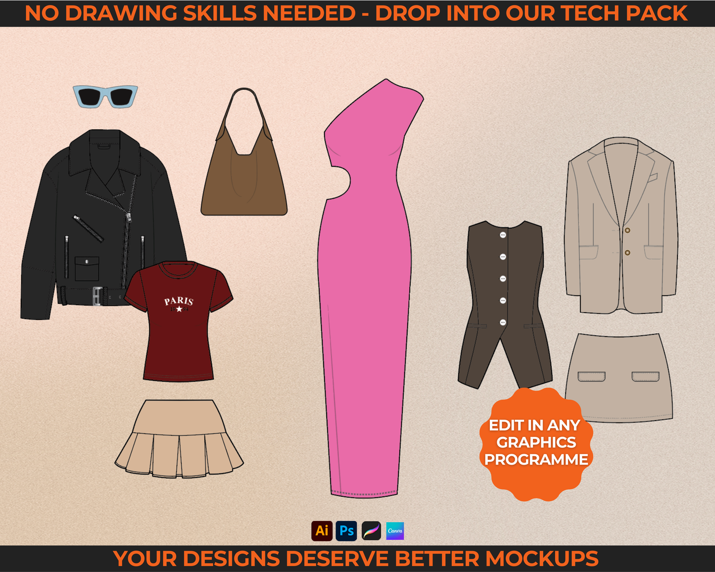 1400+ Streetwear Vectors + BONUS Tech Pack Template + Launch Guide