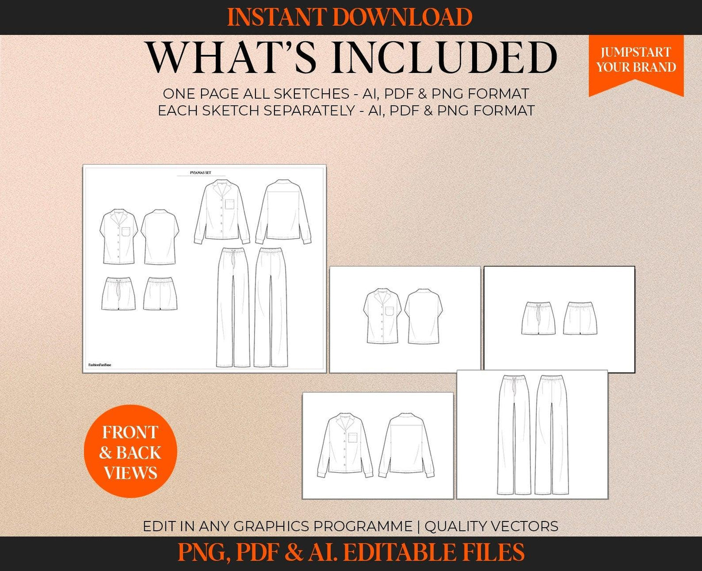 PAJAMA TECH SKETCH BUNDLE | LOUNGEWEAR FASHION VECTORS & MOCKUPS