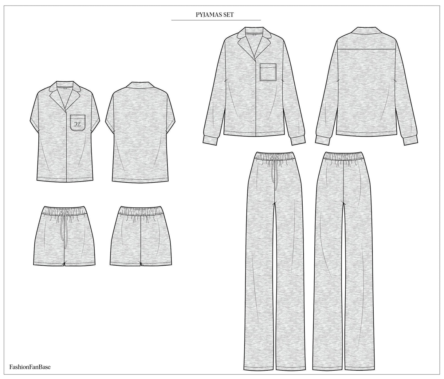 PAJAMA TECH SKETCH BUNDLE | LOUNGEWEAR FASHION VECTORS & MOCKUPS