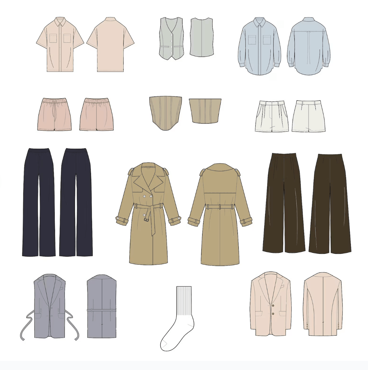 Fashion Flat Sketch, freelance fashion designer, Tech Pack Template, freelance clothing designer, Tech Pack Template, clothing tech pack template, Skims Fashion Flats, Shapewear sketches