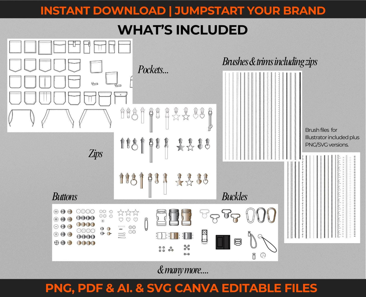 350+ STREETWEAR DESIGN ELEMENTS & MODIFIERS | DIGITAL FASHION ADDITIONS