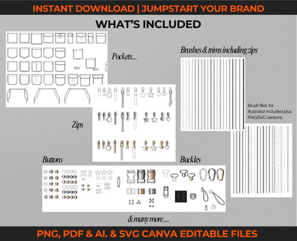 350+ STREETWEAR DESIGN ELEMENTS & MODIFIERS | DIGITAL FASHION ADDITIONS