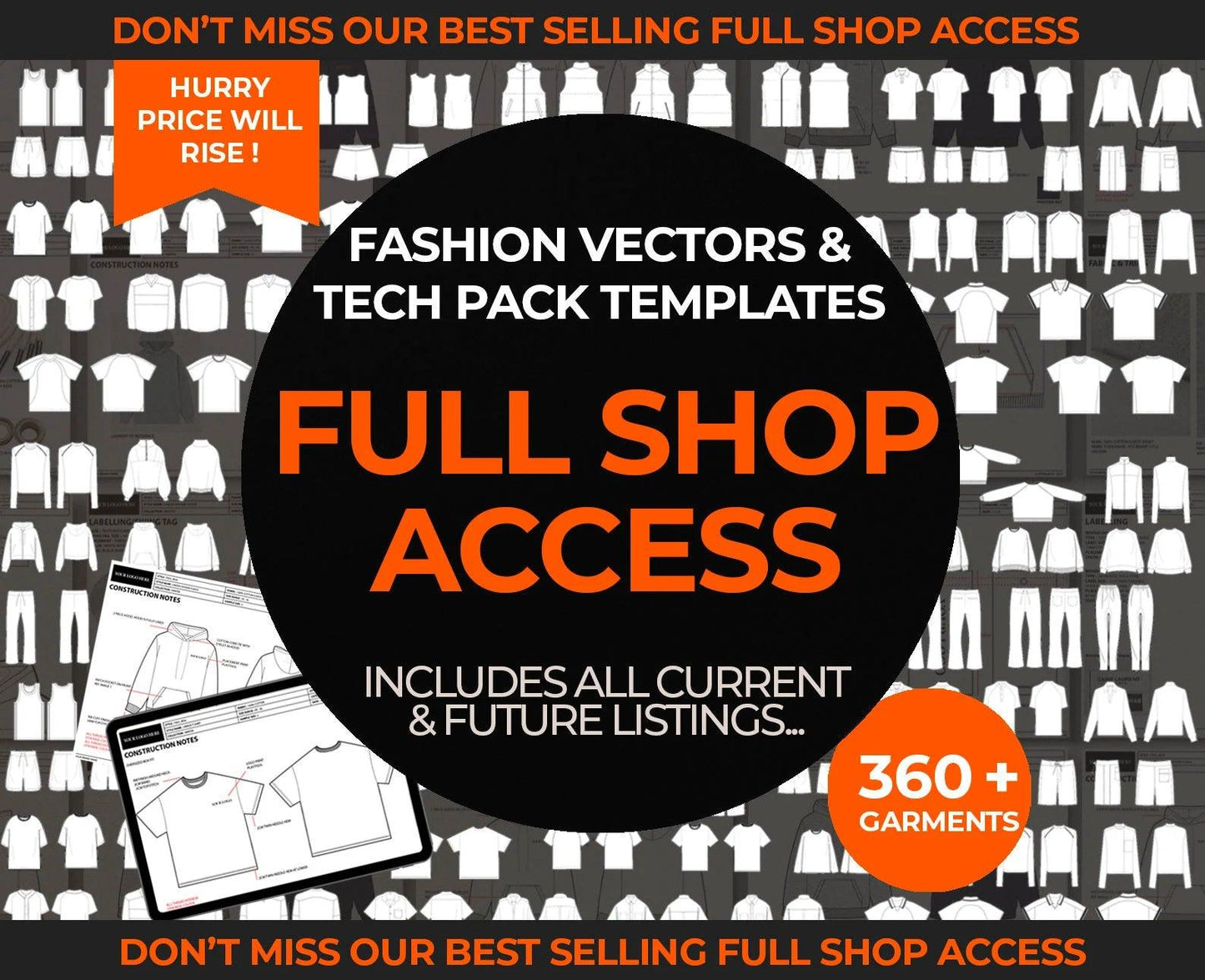 STREETWEAR ESSENTIALS TECH SKETCH BUNDLE + TECH PACK TEMPLATE