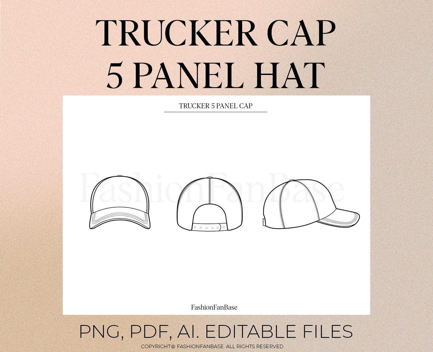 TRUCKER HAT 5 PANEL CAP TECH SKETCH