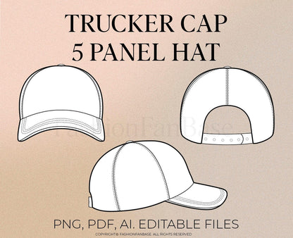 TRUCKER HAT 5 PANEL CAP TECH SKETCH