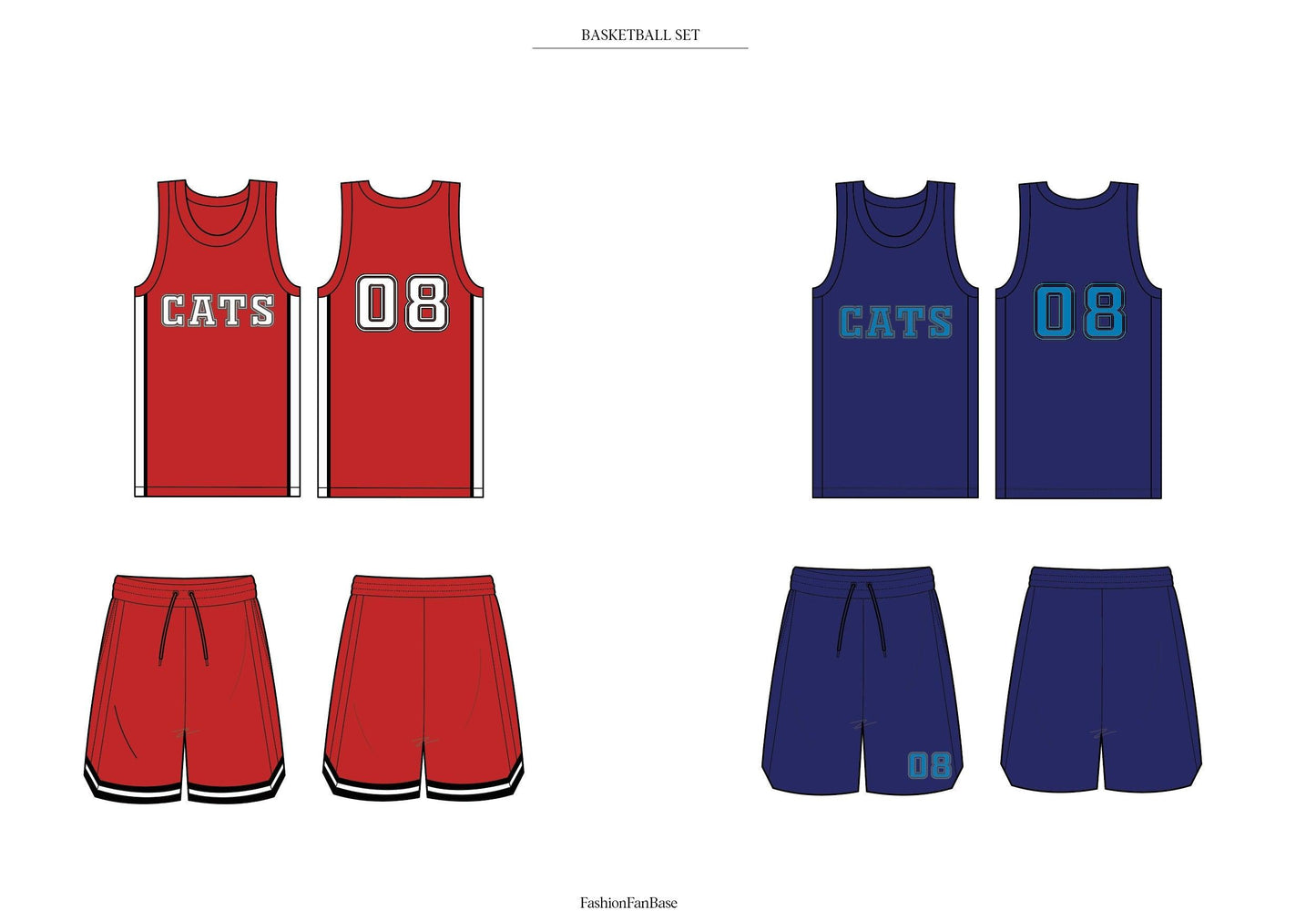 BASKETBALL JERSEY & SHORT TECH SKETCH SET