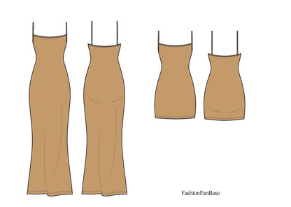 SOFT LOUNGE SLIP DRESS TECH SKETCH SET