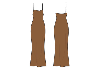 SLIP DRESS COWL NECK DRESS TECH SKETCHES