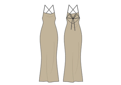 SLIP DRESS COWL NECK DRESS TECH SKETCHES