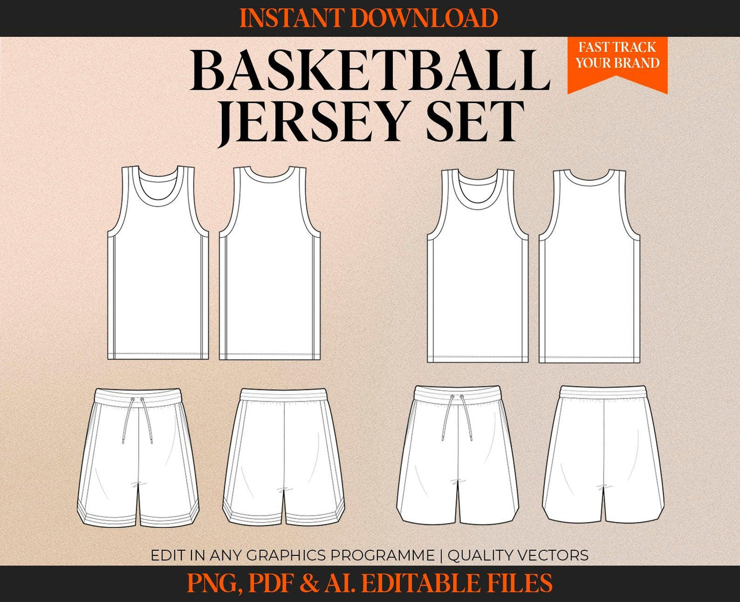 BASKETBALL JERSEY & SHORT TECH SKETCH SET