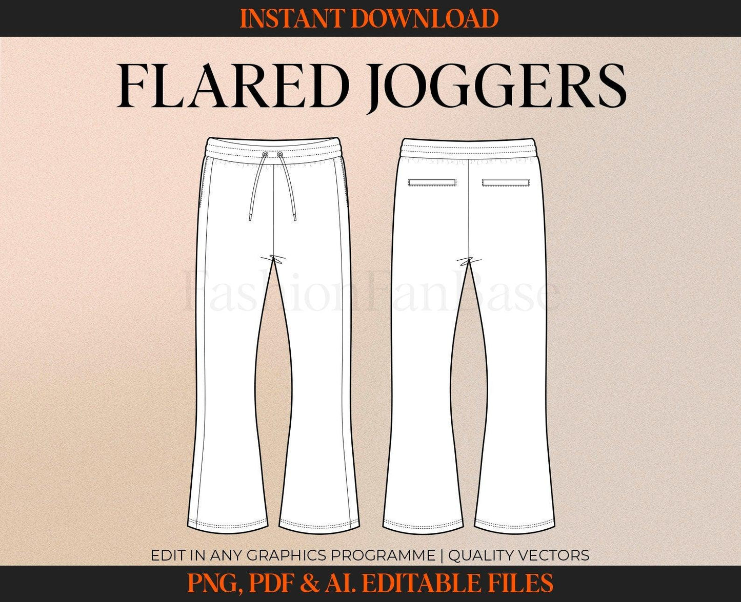 FLARED JOGGERS FASHION FLAT SKETCH