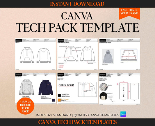 TECH PACK TEMPLATE CANVA + BONUS HOODIE EXAMPLE