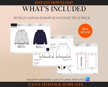 TECH PACK TEMPLATE CANVA + BONUS HOODIE EXAMPLE