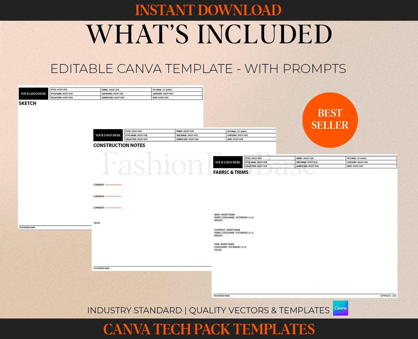 TECH PACK TEMPLATE CANVA + BONUS HOODIE EXAMPLE