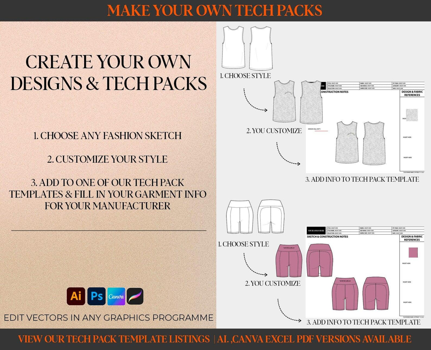 TECH PACK TEMPLATE EXCEL + BONUS HOODIE EXAMPLE