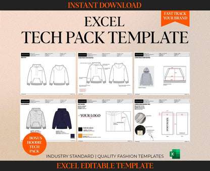 TECH PACK TEMPLATE EXCEL + BONUS HOODIE EXAMPLE