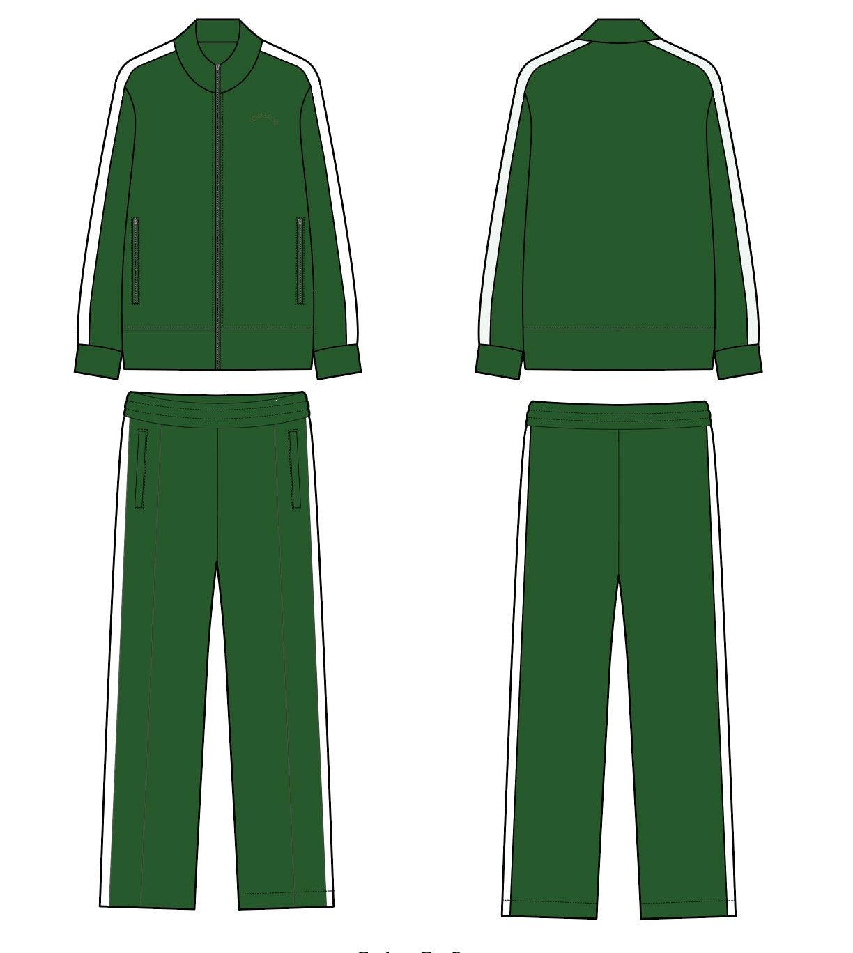 STRIPE TRACKSUIT ZIP THROUGH TRACKSUIT TECH SKETCH