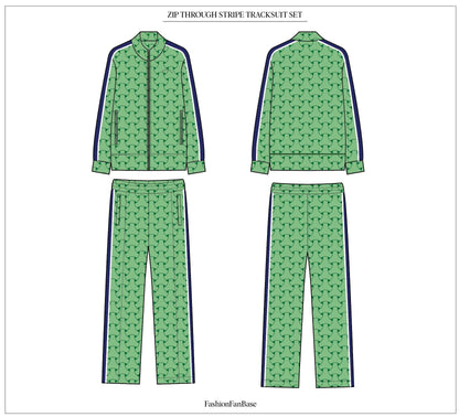 STRIPE TRACKSUIT ZIP THROUGH TRACKSUIT TECH SKETCH