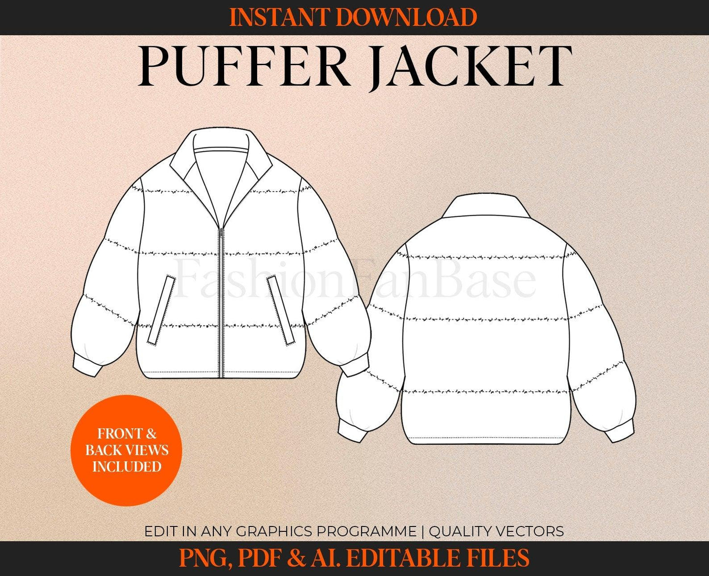 PUFFER JACKET TECH PACK TEMPLATE