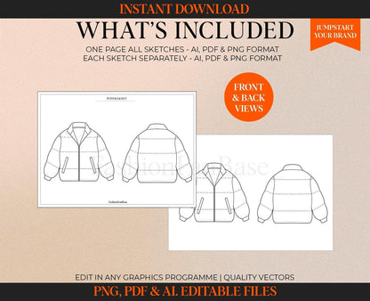 PUFFER JACKET TECH PACK TEMPLATE