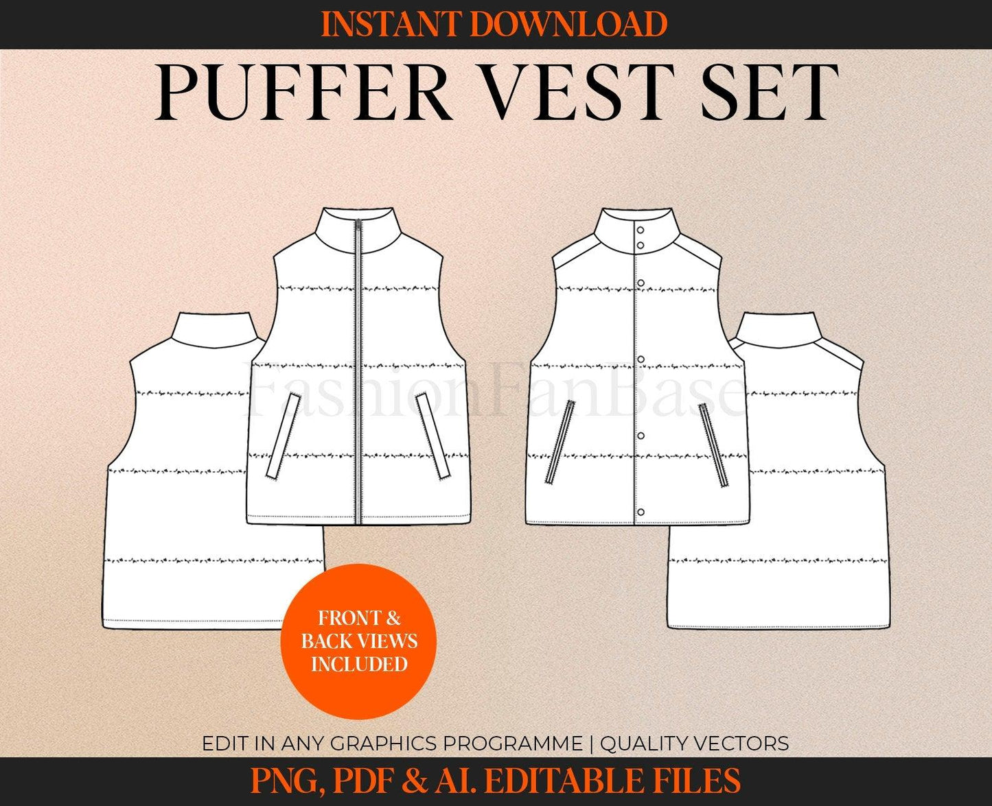 PUFFER VEST TECH SKETCH SET