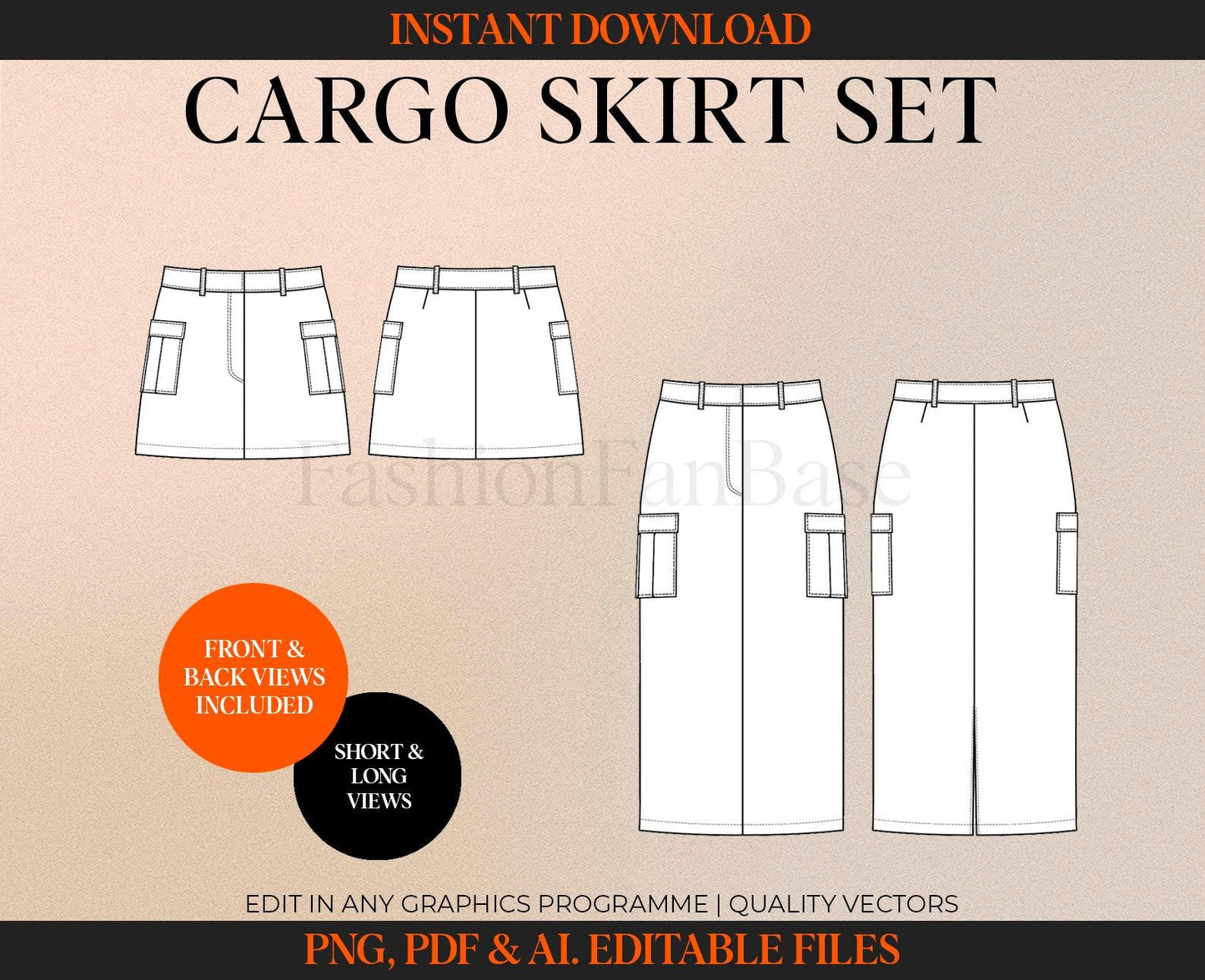 CARGO SKIRT TECH SKETCH