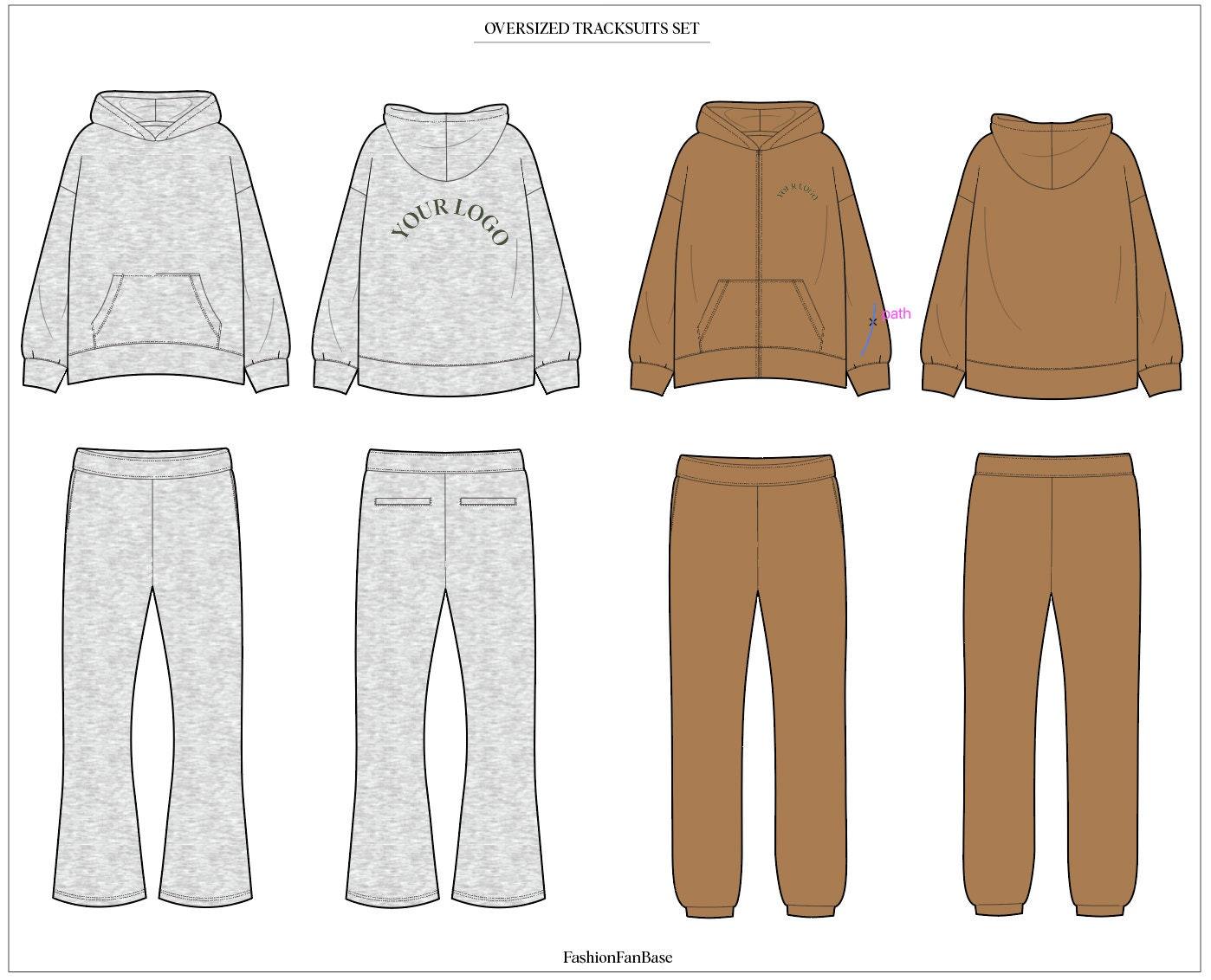 OVERSIZED TRACKSUIT, FLARED JOGGER TECH SKETCHES