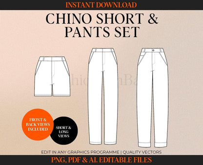 CHINO PANTS & CHINO SHORT TECH SKETCHES