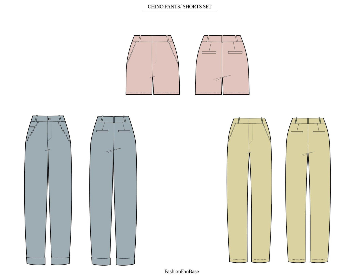 CHINO PANTS & CHINO SHORT TECH SKETCHES