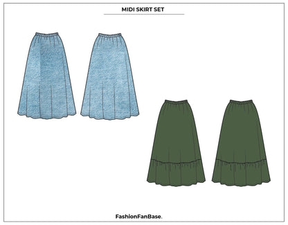 MIDI SKIRT TECH SKETCH SET