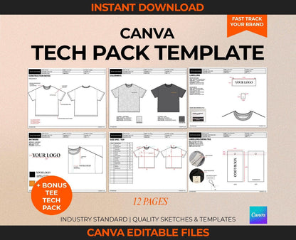 TECH PACK TEMPLATE CANVA + BONUS T-SHIRT EXAMPLE