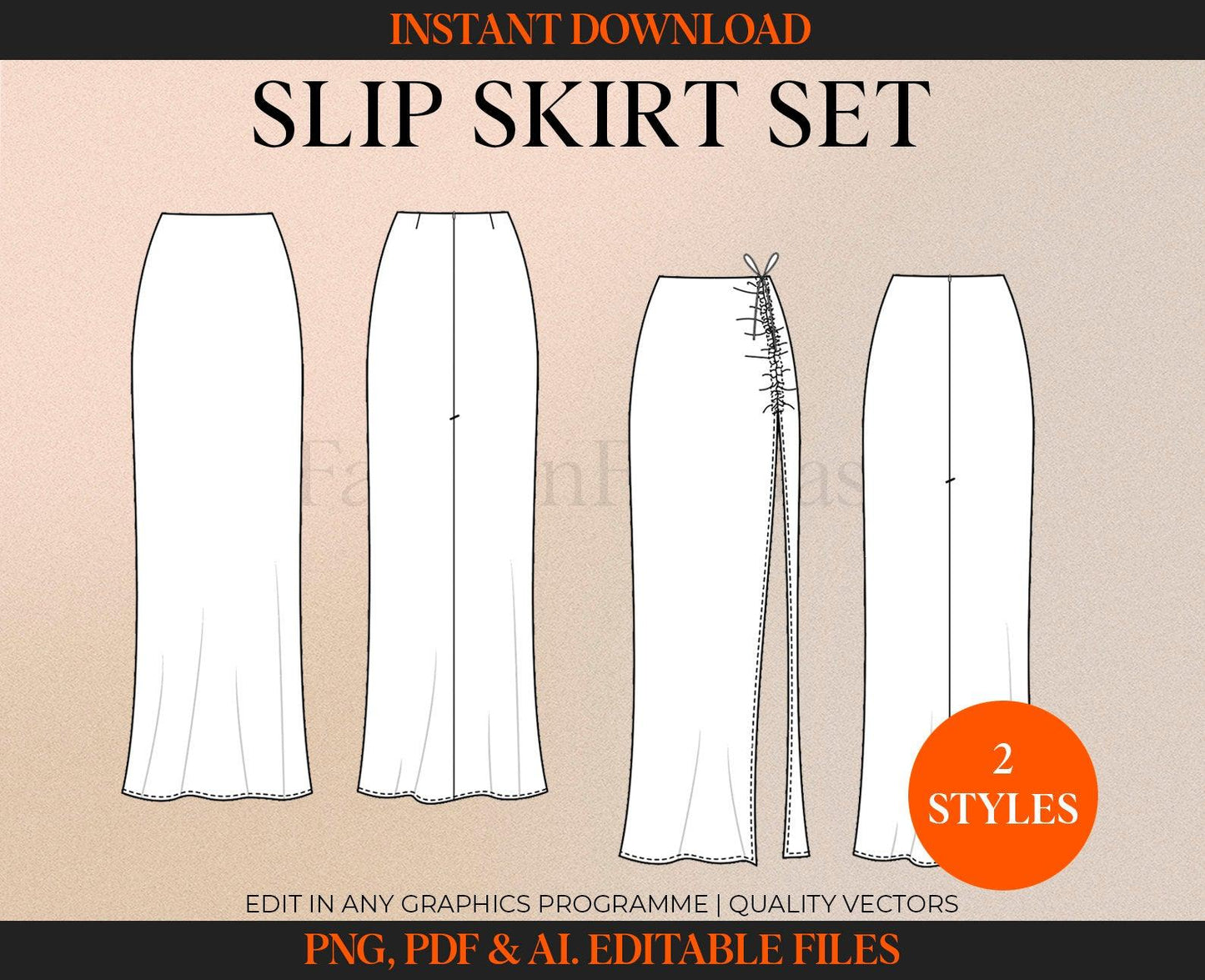 SLIP SKIRT TECH SKETCH SET