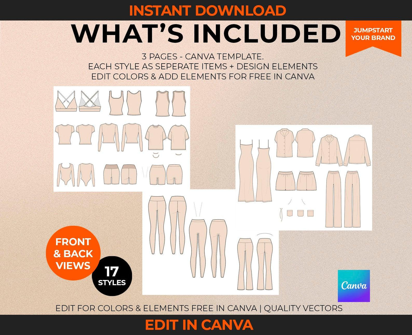 LOUNGWEAR TECH SKETCH CANVA BUNDLE