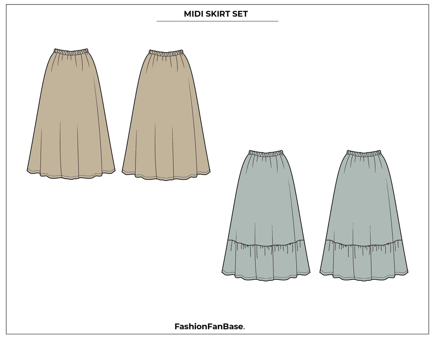 MIDI SKIRT TECH SKETCH SET