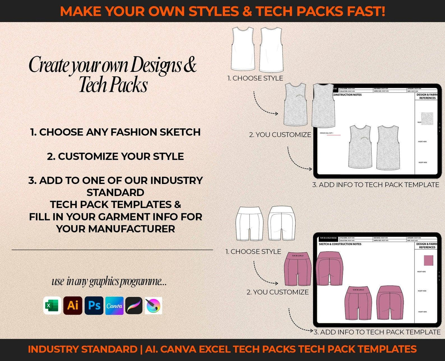 TECH PACK TEMPLATE CANVA + BONUS T-SHIRT EXAMPLE