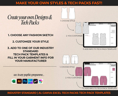 TECH PACK TEMPLATE CANVA + BONUS T-SHIRT EXAMPLE