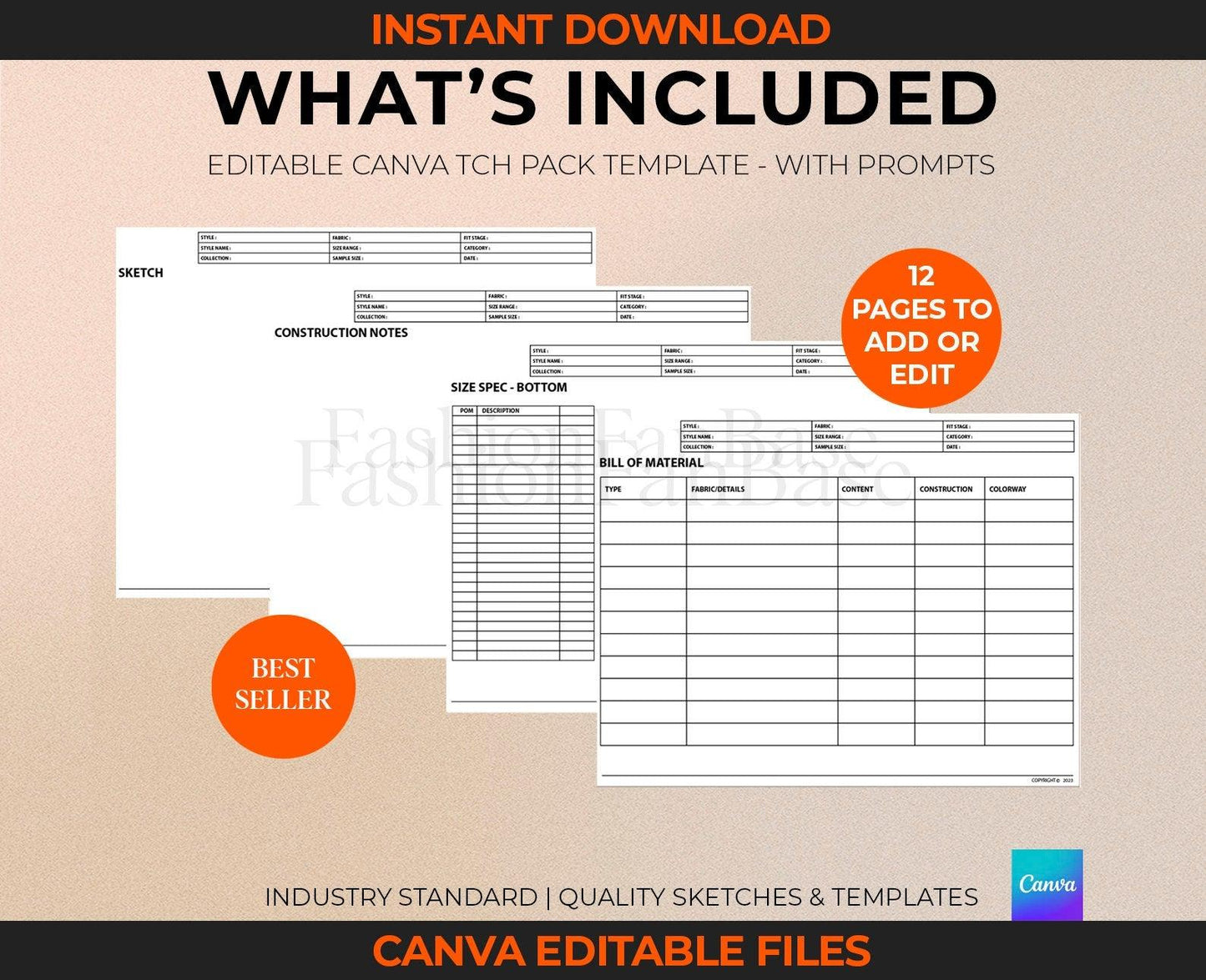 TECH PACK TEMPLATE CANVA + BONUS T-SHIRT EXAMPLE