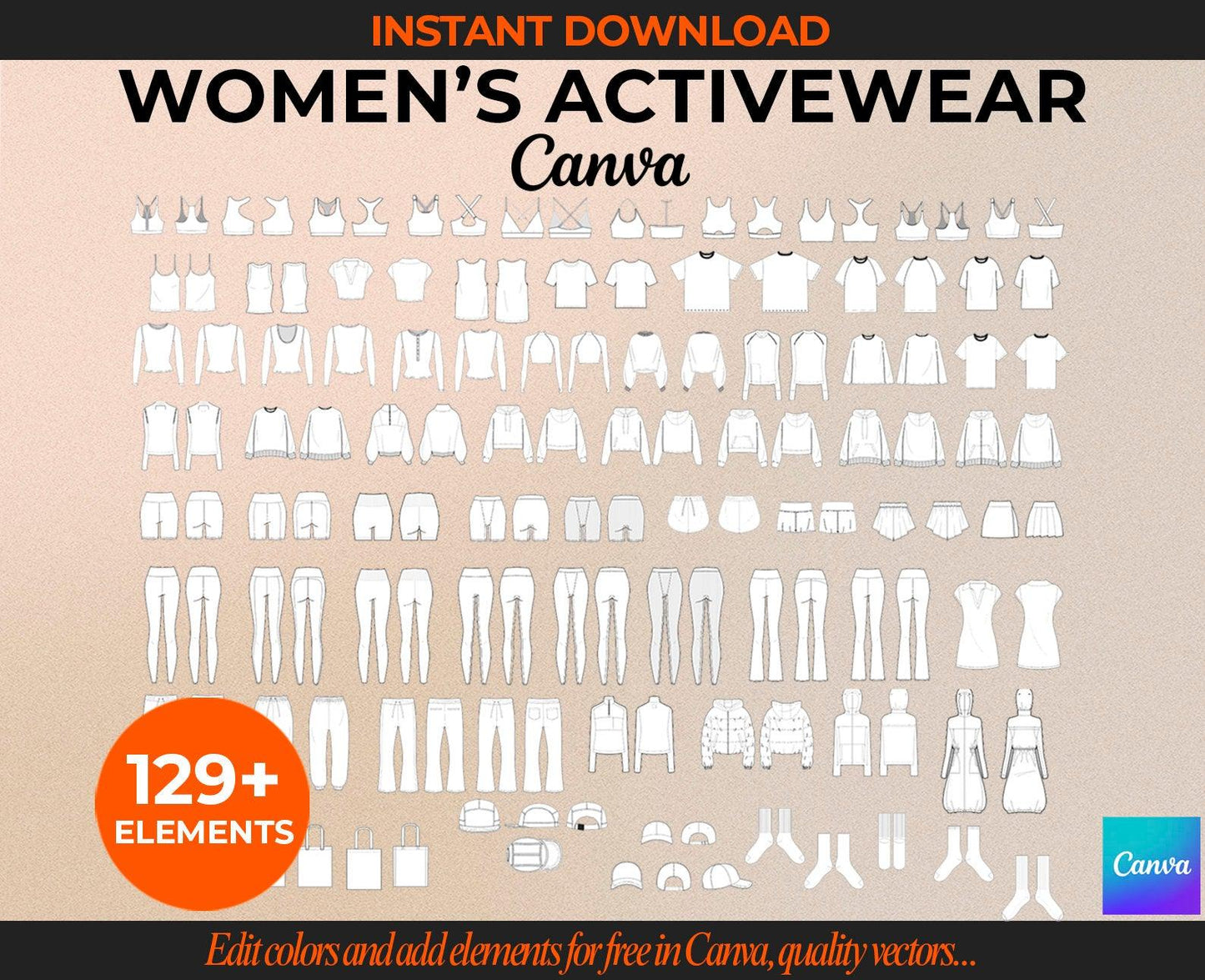 WOMEN'S ACTIVEWEAR TECH SKETCHES CANVA