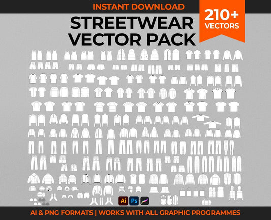 STREETWEAR VECTOR MEGA MOCKUP PACK TECH SKETCH BUNDLE