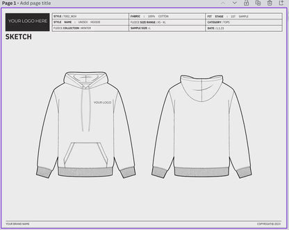 TECH PACK TEMPLATE CANVA + BONUS HOODIE EXAMPLE