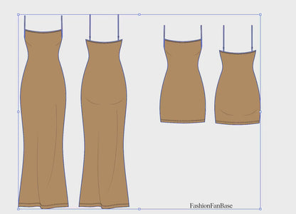 SLIP DRESS COWL NECK DRESS TECH SKETCHES