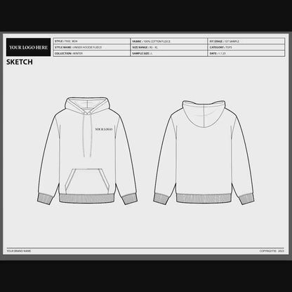 TECH PACK TEMPLATE ILLUSTRATOR & PDF + BONUS HOODIE EXAMPLE