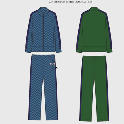 STRIPE TRACKSUIT ZIP THROUGH TRACKSUIT TECH SKETCH